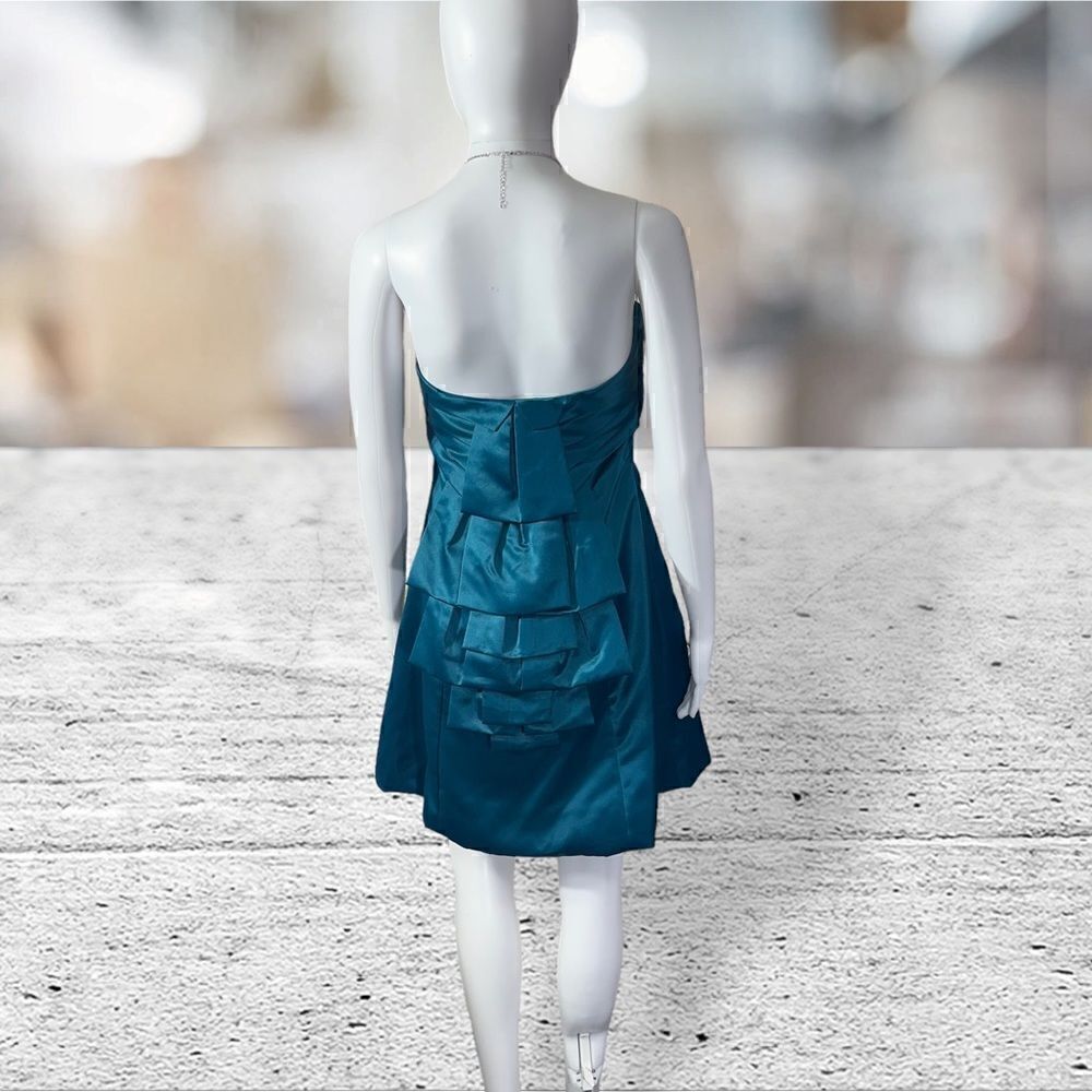 Jessica Simpson Strapless Ruffle Back Teal‎ Mini Dress - Picture 5 of 8